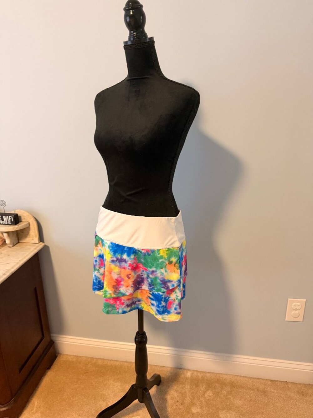 Fila Active/Tennis Skirt (White, Tie-Dye)- L